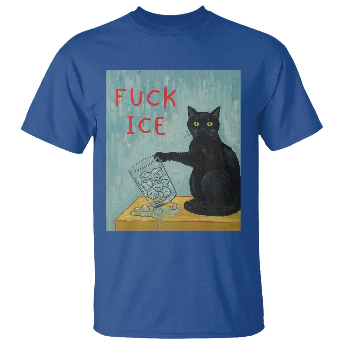No Ice Please T Shirt Funny Cat Anti ICE Artist Meme TS14 Royal Blue Print Your Wear