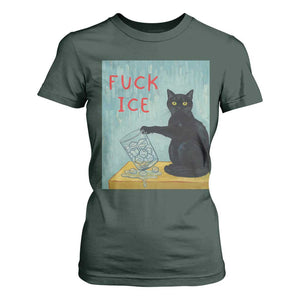 No Ice Please T Shirt For Women Funny Cat Anti ICE Artist Meme TS14 Dark Forest Green Print Your Wear