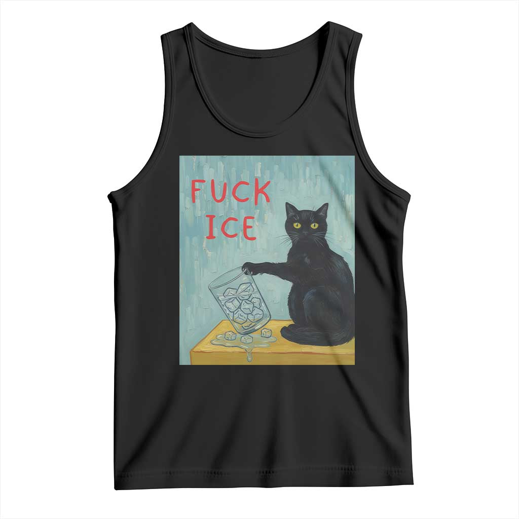 No Ice Please Tank Top Funny Cat Anti ICE Artist Meme TS14 Black Print Your Wear