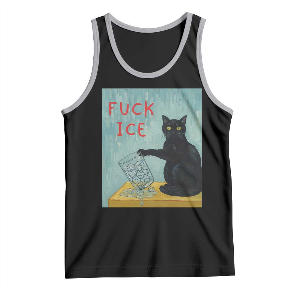 No Ice Please Tank Top Funny Cat Anti ICE Artist Meme TS14 Black Athletic Heather Print Your Wear