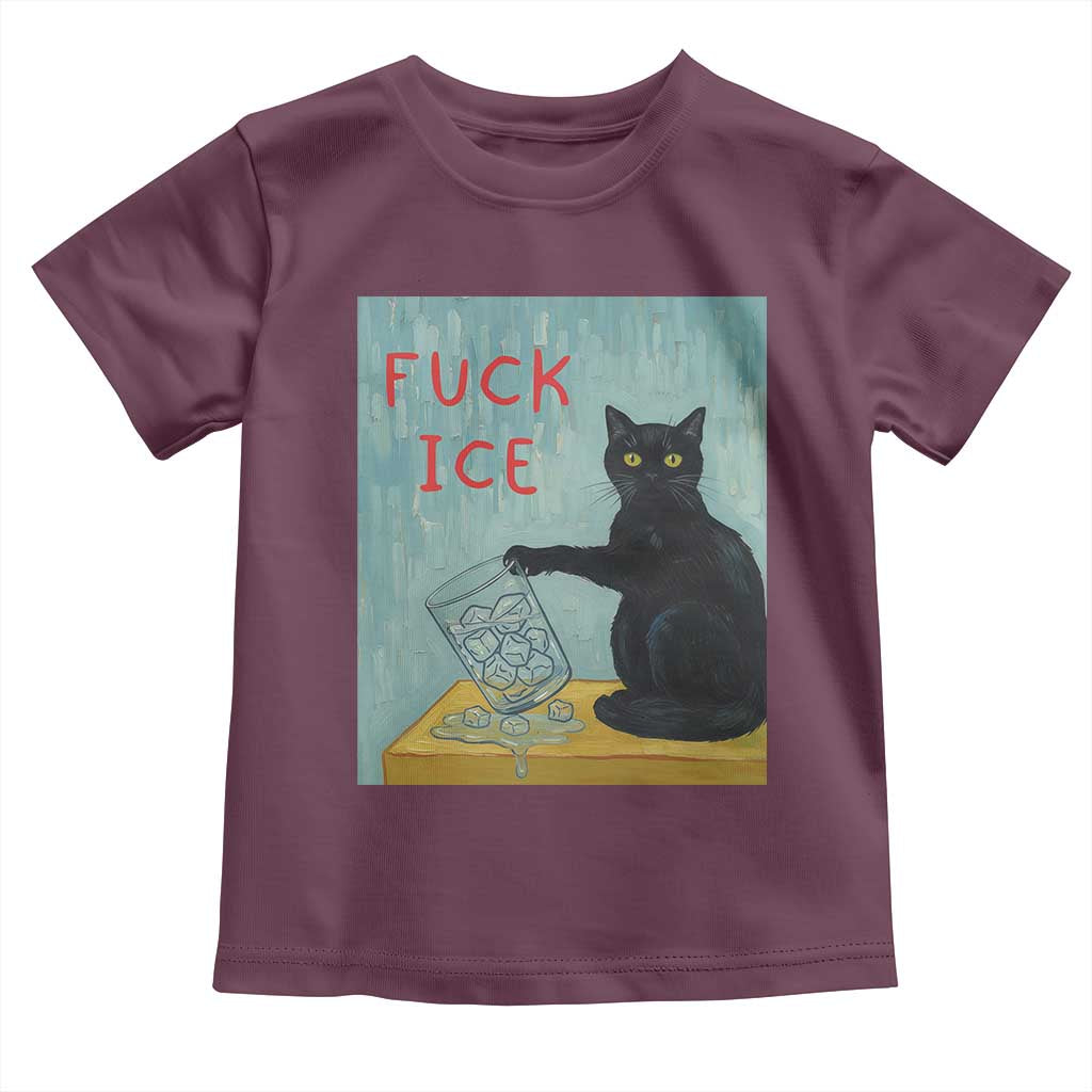 No Ice Please Toddler T Shirt Funny Cat Anti ICE Artist Meme TS14 Maroon Print Your Wear