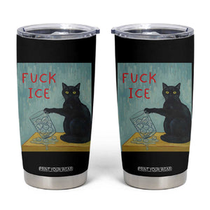 No Ice Please Tumbler Cup Funny Cat Anti ICE Artist Meme TS14 Black Print Your Wear