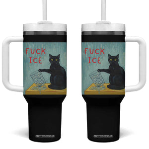 No Ice Please Tumbler With Handle Funny Cat Anti ICE Artist Meme TS14 One Size: 40 oz Black Print Your Wear