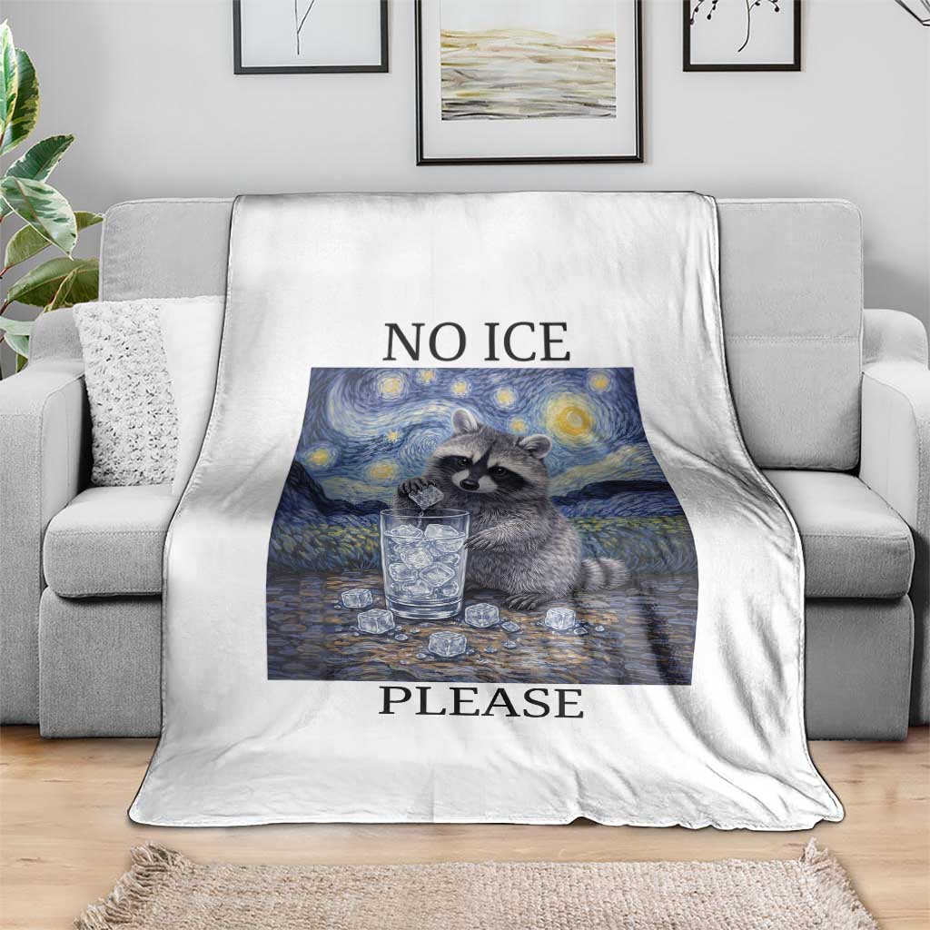 No Ice Please Throw Blanket Starry Night Raccoon Trash Panda Anti ICE Meme TS14 Print Your Wear