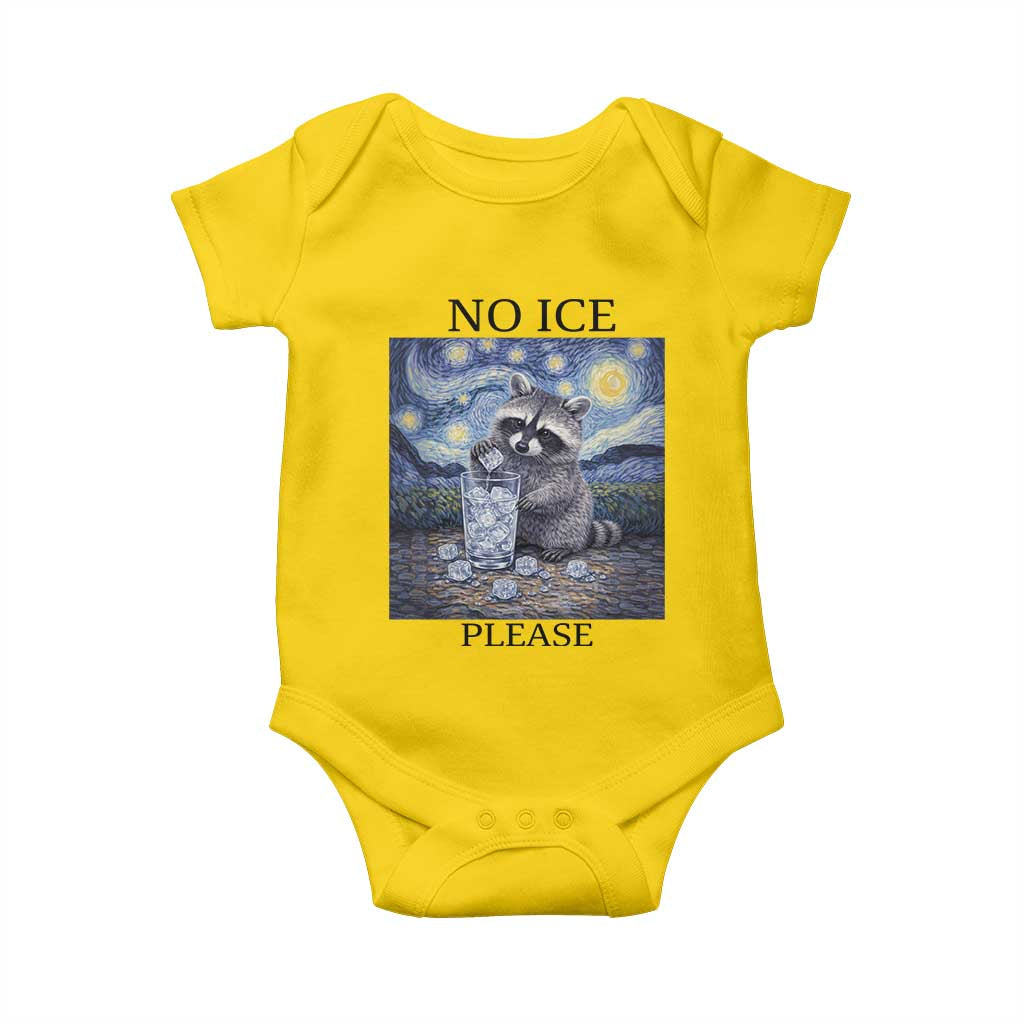 No Ice Please Baby Onesie Starry Night Raccoon Trash Panda Anti ICE Meme TS14 Daisy Print Your Wear
