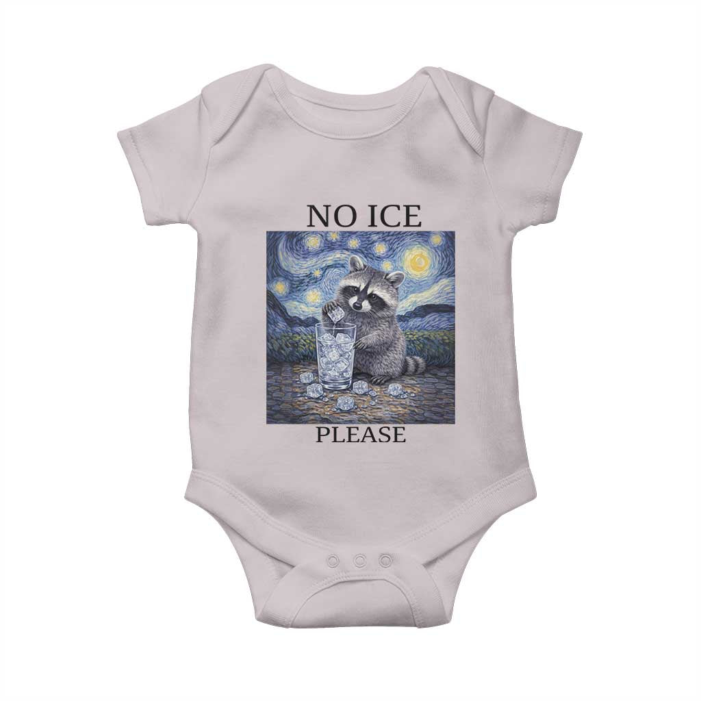 No Ice Please Baby Onesie Starry Night Raccoon Trash Panda Anti ICE Meme TS14 Ice Gray Print Your Wear