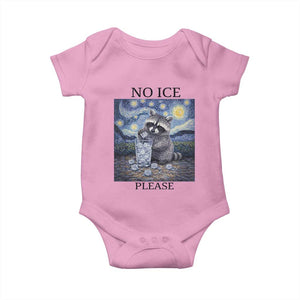 No Ice Please Baby Onesie Starry Night Raccoon Trash Panda Anti ICE Meme TS14 Light Pink Print Your Wear