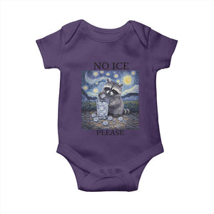 No Ice Please Baby Onesie Starry Night Raccoon Trash Panda Anti ICE Meme TS14 Purple Print Your Wear