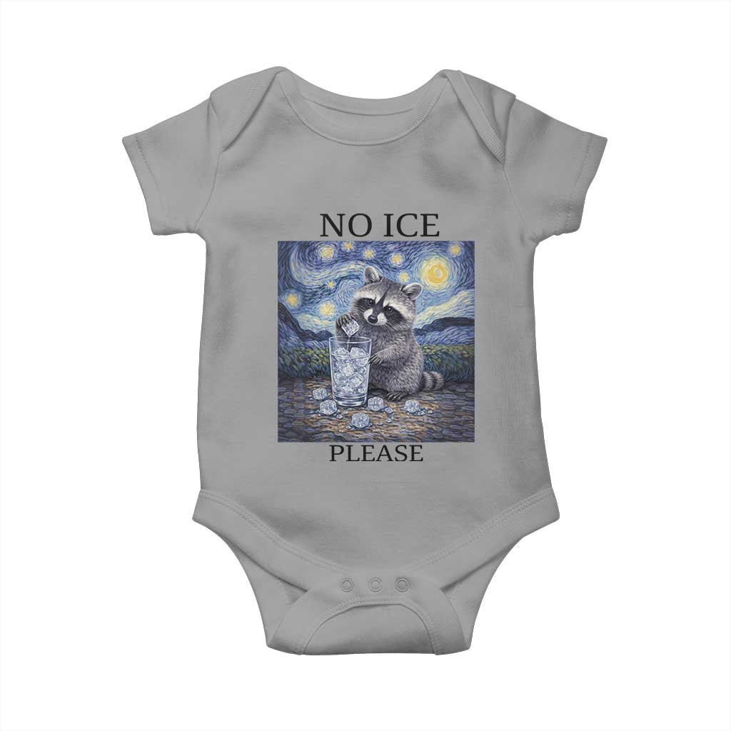 No Ice Please Baby Onesie Starry Night Raccoon Trash Panda Anti ICE Meme TS14 Sport Gray Print Your Wear