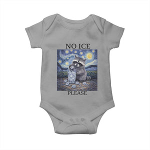 No Ice Please Baby Onesie Starry Night Raccoon Trash Panda Anti ICE Meme TS14 Sport Gray Print Your Wear