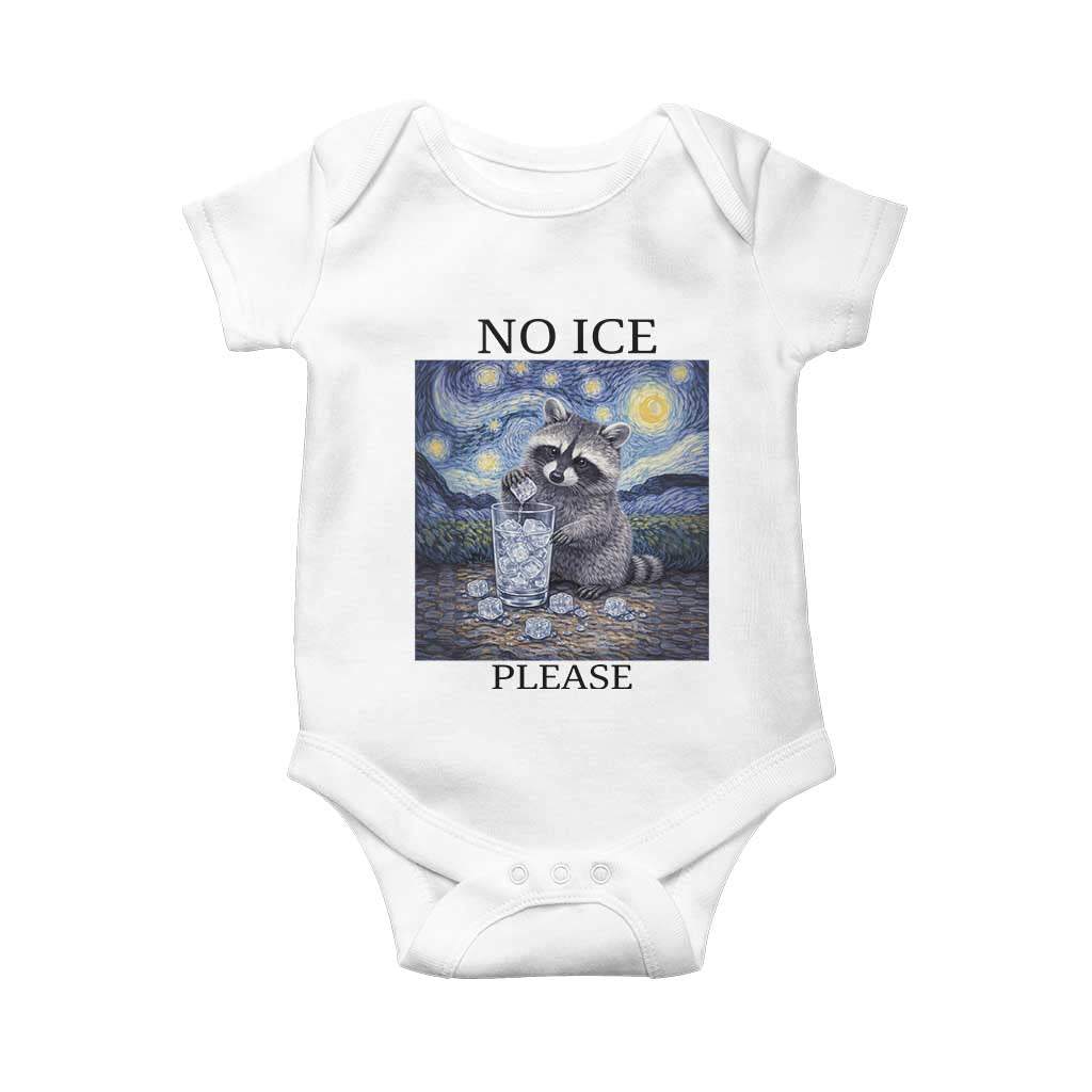 No Ice Please Baby Onesie Starry Night Raccoon Trash Panda Anti ICE Meme TS14 White Print Your Wear