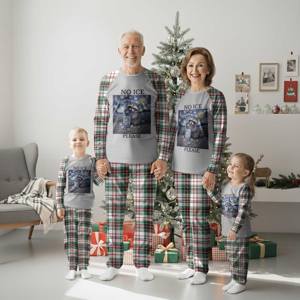 No Ice Please Plaid Pajama Set Starry Night Raccoon Trash Panda Anti ICE Meme TS14 Christmas Plaid Print Your Wear