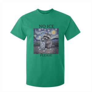 No Ice Please T Shirt For Kid Starry Night Raccoon Trash Panda Anti ICE Meme TS14 Irish Green Print Your Wear