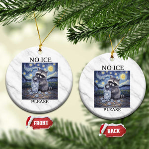 No Ice Please Ceramic Ornament Starry Night Raccoon Trash Panda Anti ICE Meme TS14 1pc White Marble Print Your Wear