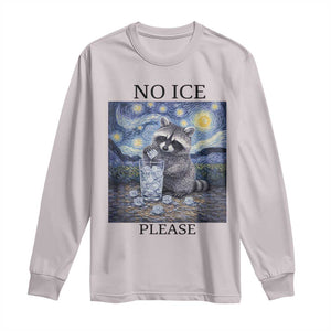 No Ice Please Long Sleeve Shirt Starry Night Raccoon Trash Panda Anti ICE Meme TS14 Ice Gray Print Your Wear