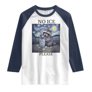 No Ice Please Raglan Shirt Starry Night Raccoon Trash Panda Anti ICE Meme TS14 White Navy Print Your Wear