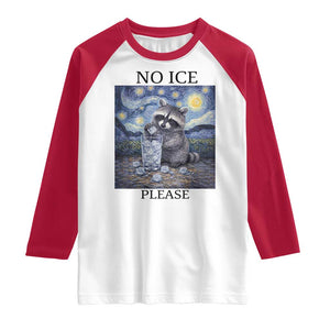 No Ice Please Raglan Shirt Starry Night Raccoon Trash Panda Anti ICE Meme TS14 White Red Print Your Wear