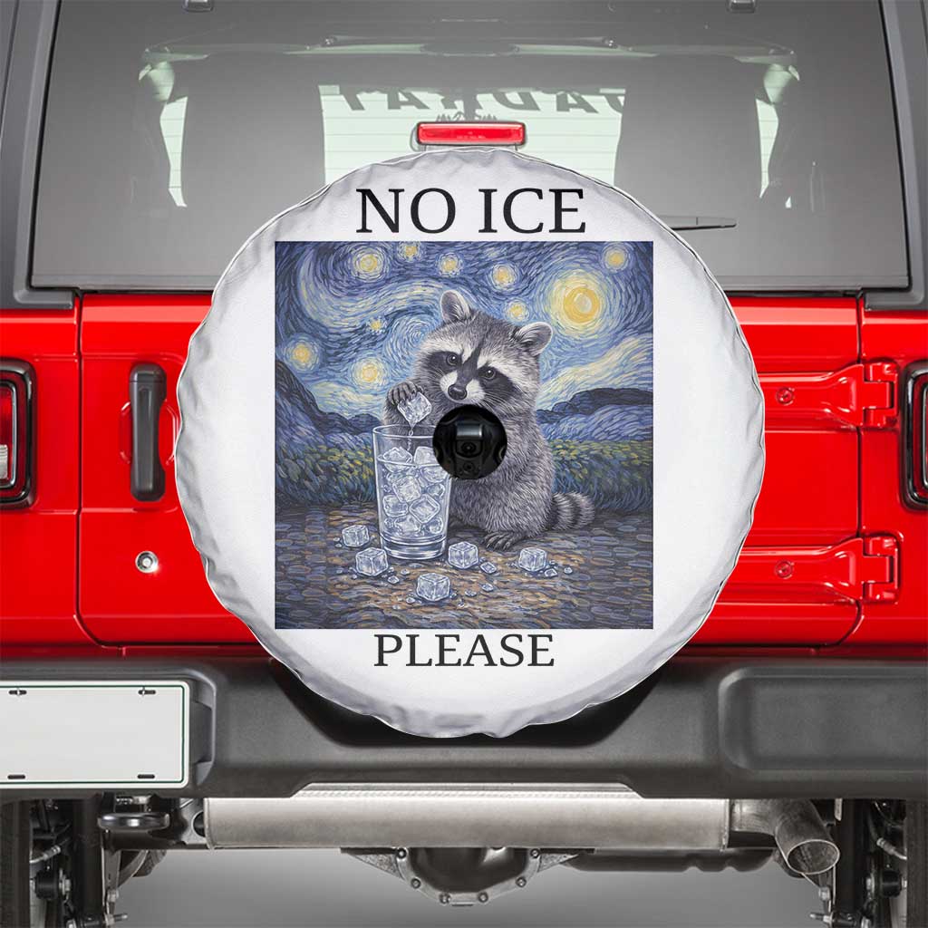 No Ice Please Spare Tire Cover Starry Night Raccoon Trash Panda Anti ICE Meme TS14 White Print Your Wear