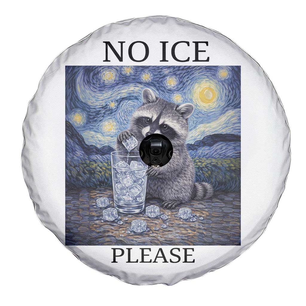 No Ice Please Spare Tire Cover Starry Night Raccoon Trash Panda Anti ICE Meme TS14 Print Your Wear