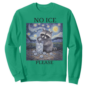 No Ice Please Sweatshirt Starry Night Raccoon Trash Panda Anti ICE Meme TS14 Irish Green Print Your Wear