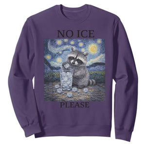 No Ice Please Sweatshirt Starry Night Raccoon Trash Panda Anti ICE Meme TS14 Purple Print Your Wear