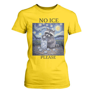 No Ice Please T Shirt For Women Starry Night Raccoon Trash Panda Anti ICE Meme TS14 Daisy Print Your Wear