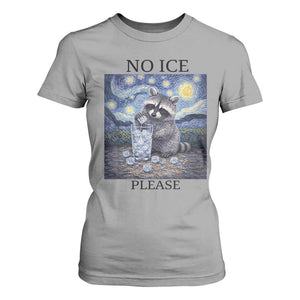 No Ice Please T Shirt For Women Starry Night Raccoon Trash Panda Anti ICE Meme TS14 Sport Gray Print Your Wear