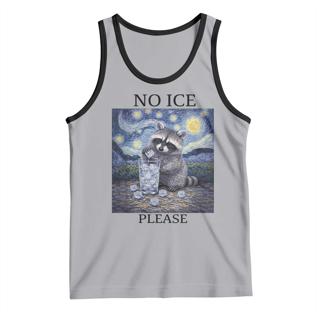 No Ice Please Tank Top Starry Night Raccoon Trash Panda Anti ICE Meme TS14 Athletic Heather Black Print Your Wear