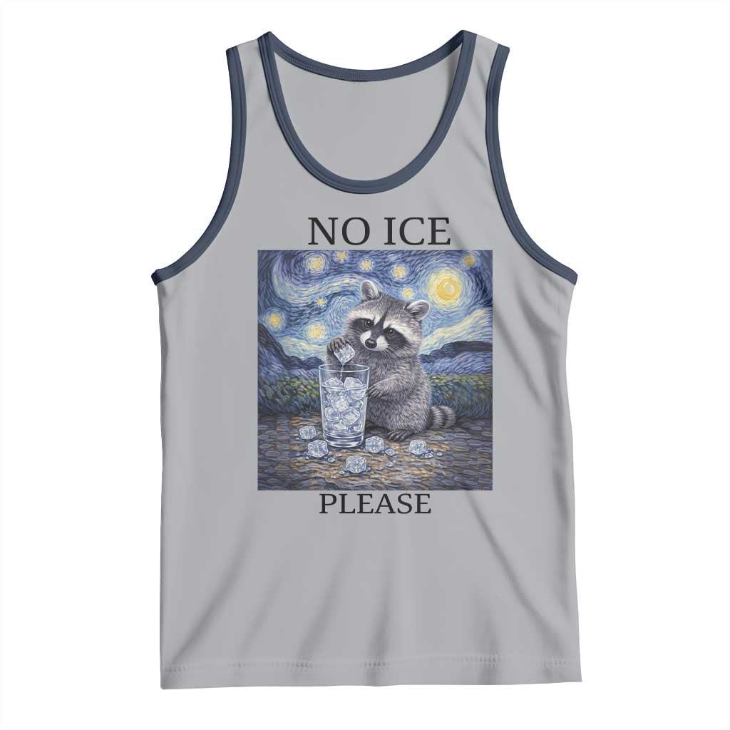 No Ice Please Tank Top Starry Night Raccoon Trash Panda Anti ICE Meme TS14 Athletic Heather Navy Print Your Wear