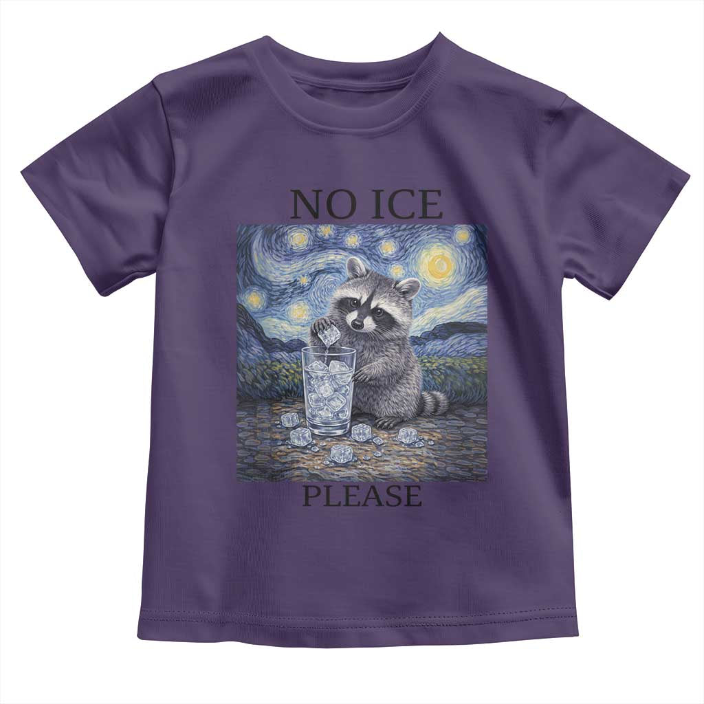 No Ice Please Toddler T Shirt Starry Night Raccoon Trash Panda Anti ICE Meme TS14 Purple Print Your Wear