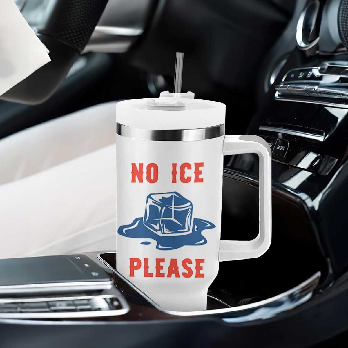 No Ice Please Tumbler With Handle Funny Ice Cube Anti ICE Deportation Human Rights TS14 Print Your Wear