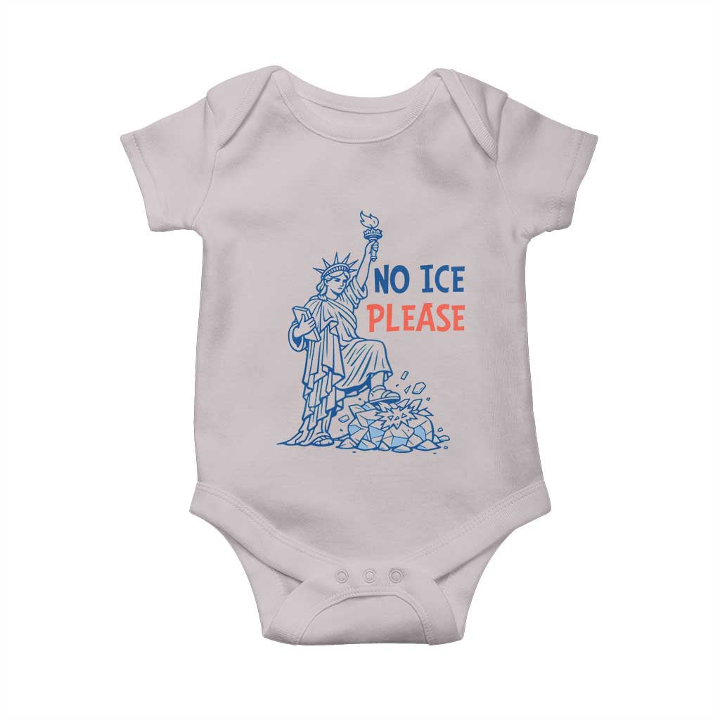 No Ice Please Baby Onesie Funny Statue of Liberty Anti ICE Deportation Human Rights TS14 Ice Gray Print Your Wear