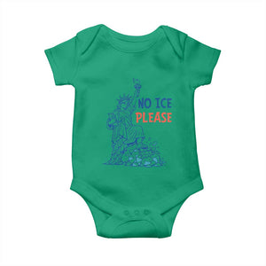 No Ice Please Baby Onesie Funny Statue of Liberty Anti ICE Deportation Human Rights TS14 Irish Green Print Your Wear