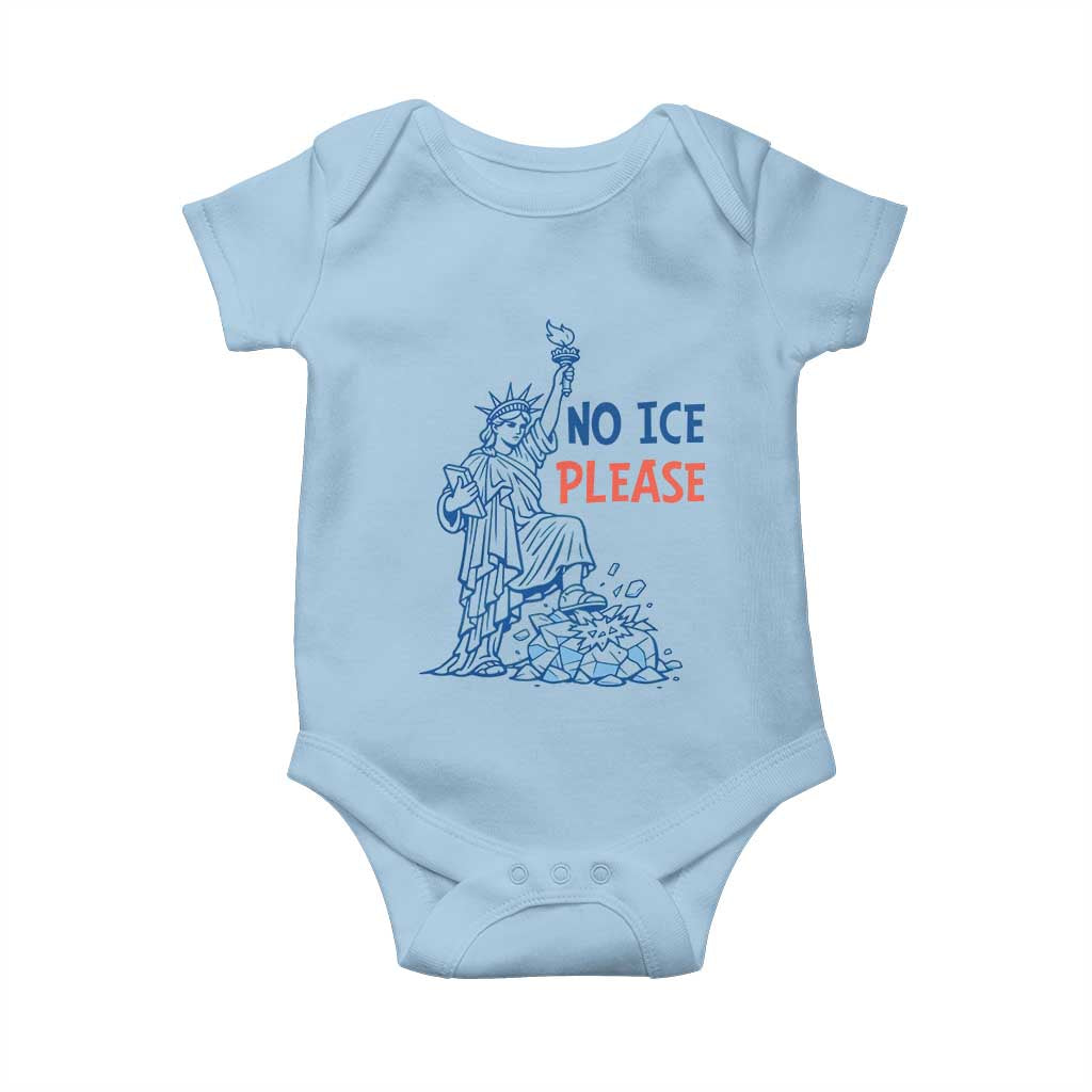 No Ice Please Baby Onesie Funny Statue of Liberty Anti ICE Deportation Human Rights TS14 Light Blue Print Your Wear