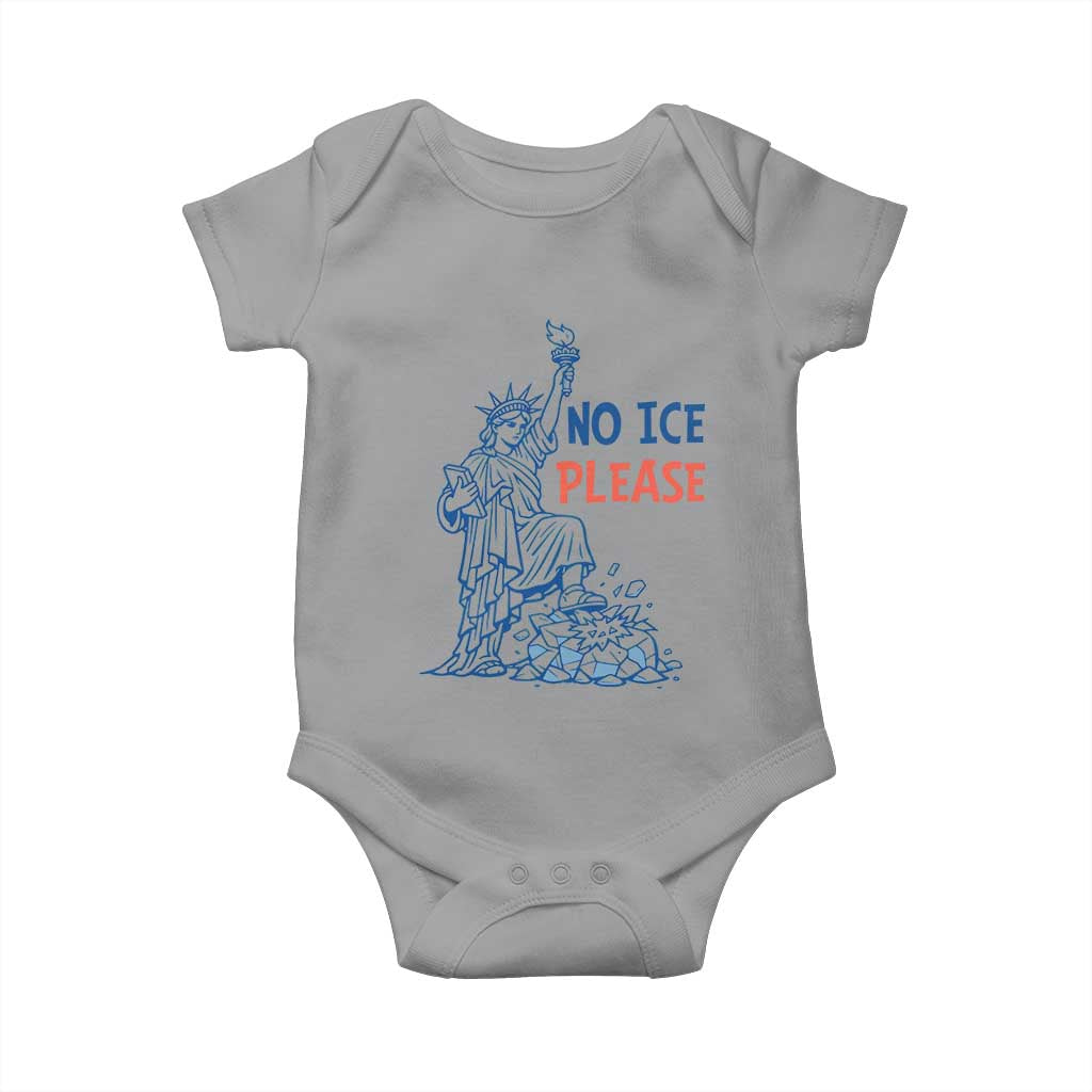 No Ice Please Baby Onesie Funny Statue of Liberty Anti ICE Deportation Human Rights TS14 Sport Gray Print Your Wear