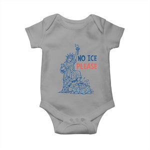 No Ice Please Baby Onesie Funny Statue of Liberty Anti ICE Deportation Human Rights TS14 Sport Gray Print Your Wear