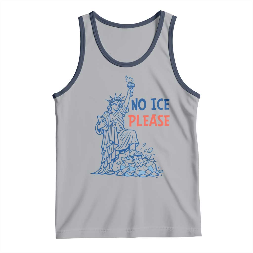 No Ice Please Tank Top Funny Statue of Liberty Anti ICE Deportation Human Rights TS14 Athletic Heather Navy Print Your Wear