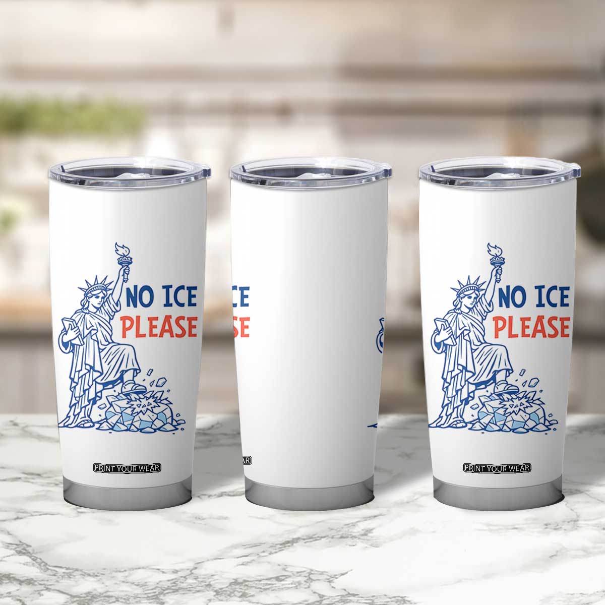 No Ice Please Tumbler Cup Funny Statue of Liberty Anti ICE Deportation Human Rights TS14 Print Your Wear