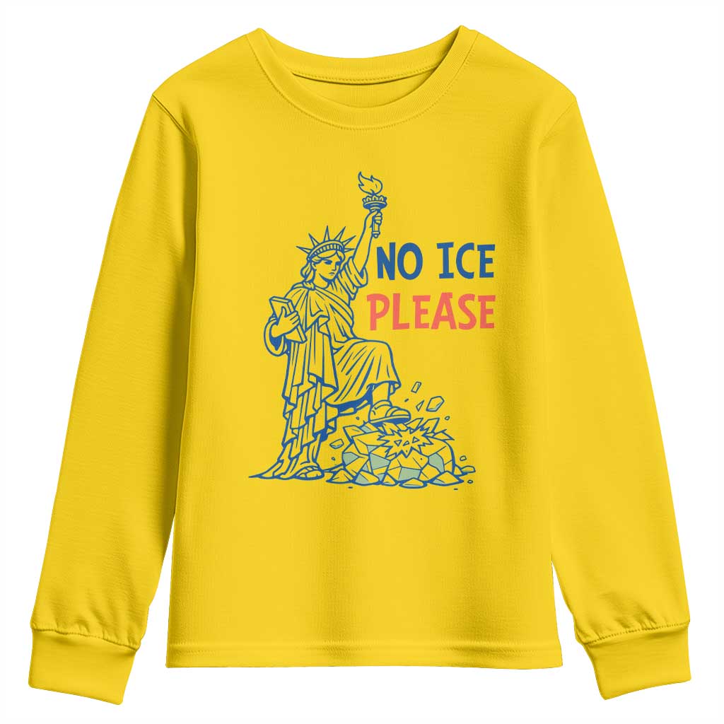 No Ice Please Youth Sweatshirt Funny Statue of Liberty Anti ICE Deportation Human Rights TS14 Daisy Print Your Wear