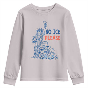 No Ice Please Youth Sweatshirt Funny Statue of Liberty Anti ICE Deportation Human Rights TS14 Ice Gray Print Your Wear