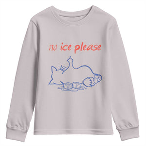 No Ice Please Youth Sweatshirt Funny Cat Anti ICE Deportation Human Rights TS14 Ice Gray Print Your Wear
