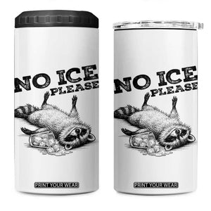 No Ice Please 4 in 1 Can Cooler Tumbler Funny Raccoon Anti ICE Deportation Human Rights TS14 One Size: 16 oz White Print Your Wear