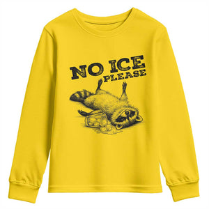 No Ice Please Youth Sweatshirt Funny Raccoon Anti ICE Deportation Human Rights TS14 Daisy Print Your Wear