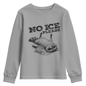 No Ice Please Youth Sweatshirt Funny Raccoon Anti ICE Deportation Human Rights TS14 Sport Gray Print Your Wear