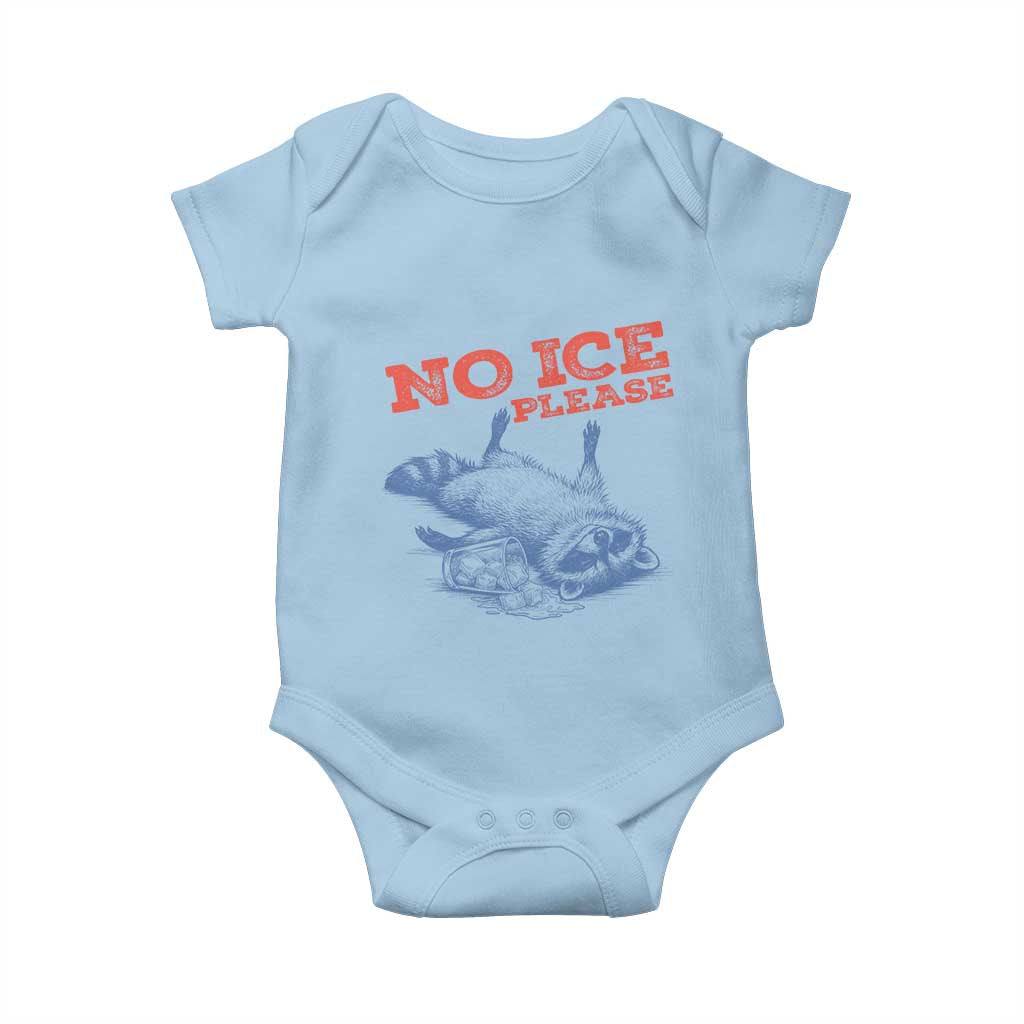 No Ice Please Baby Onesie Funny Raccoon Trash Panda Anti ICE Meme TS14 Light Blue Print Your Wear