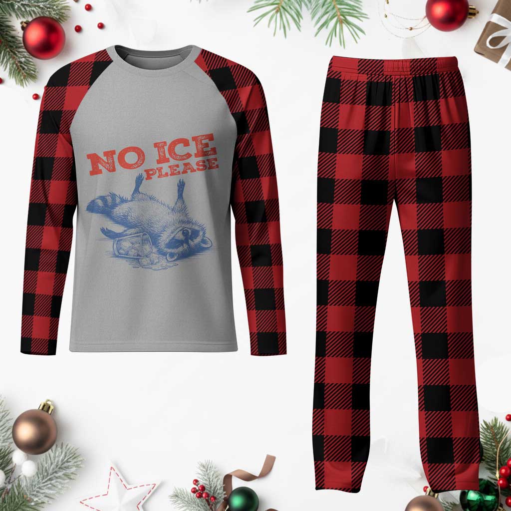 No Ice Please Plaid Pajama Set Funny Raccoon Trash Panda Anti ICE Meme TS14 Buffalo Plaid Print Your Wear