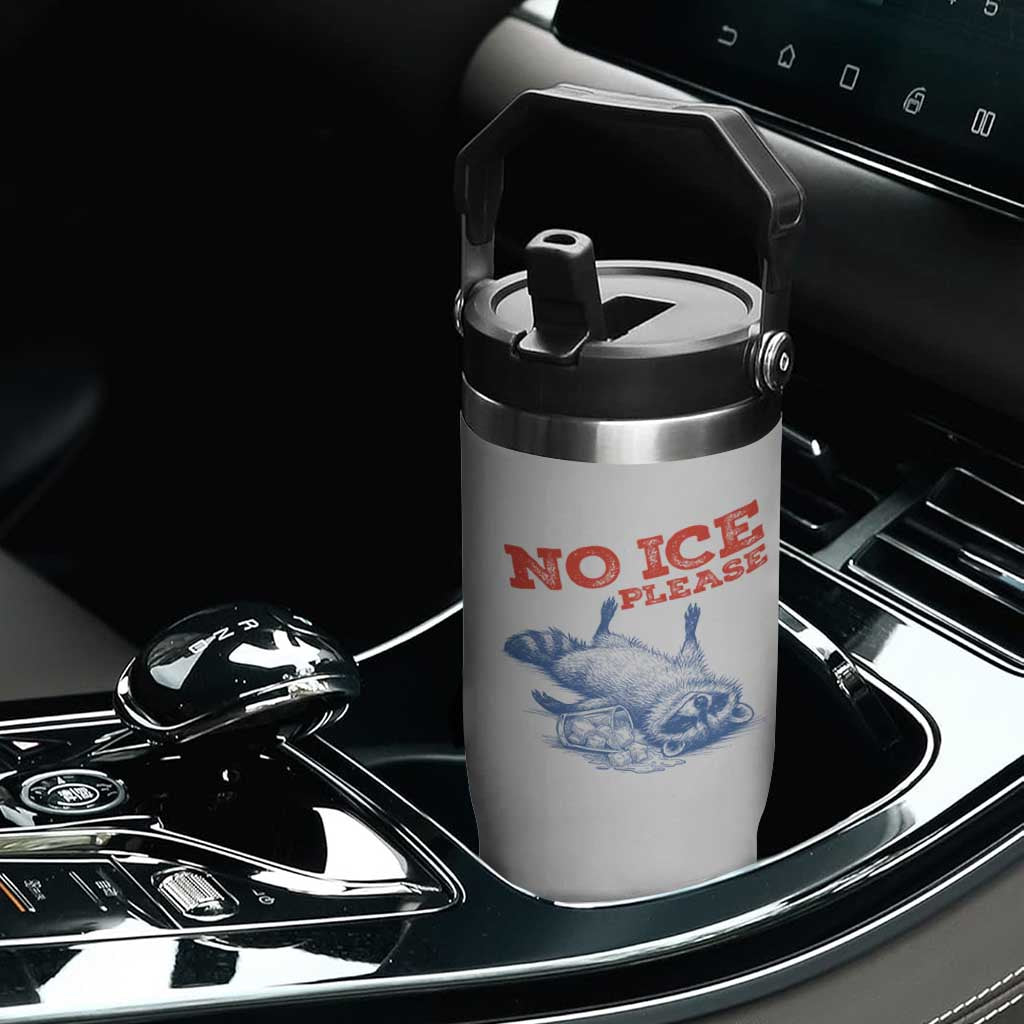 No Ice Please Flip Straw Tumbler Funny Raccoon Trash Panda Anti ICE Meme TS14 Print Your Wear
