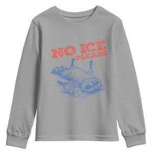 No Ice Please Youth Sweatshirt Funny Raccoon Trash Panda Anti ICE Meme TS14 Sport Gray Print Your Wear