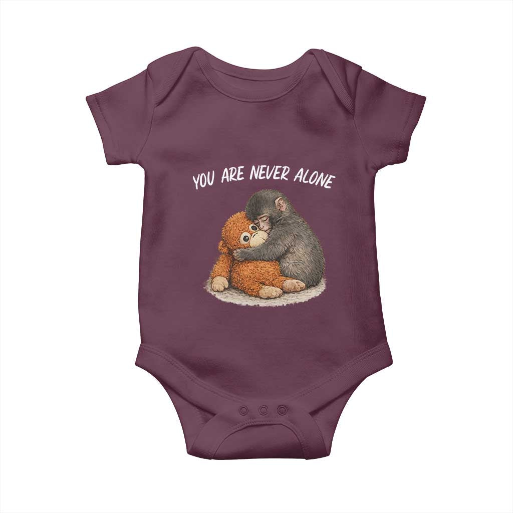 Punch Monkey Baby Onesie - You Are Never Alone Brave Cute Baby Monkey Gift TS14 Maroon Print Your Wear