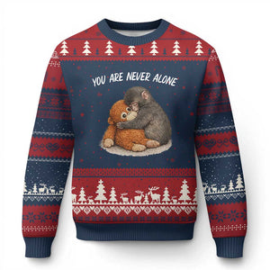 Punch Monkey Ugly Christmas Sweater You Are Never Alone Brave TS14 Navy Red Print Your Wear